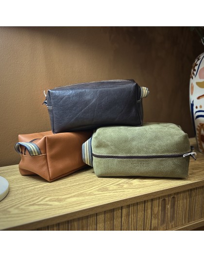 GRANDE TROUSSE DE TOILETTE EN CUIR POUR HOMME - BANDIT MANCHOT