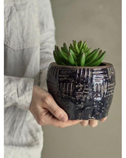 CACHE POT MUAN NOIR   - BLOOMINGVILLE