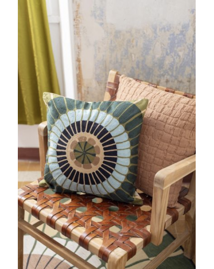 COUSSIN BRODÉ ZENO MULTICO  45X45CM - VIVARAISE