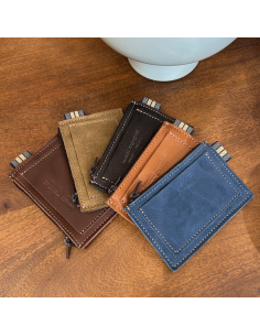 PORTE-CARTES ZIPPE EN CUIR POUR HOMME - BANDIT MANCHOT