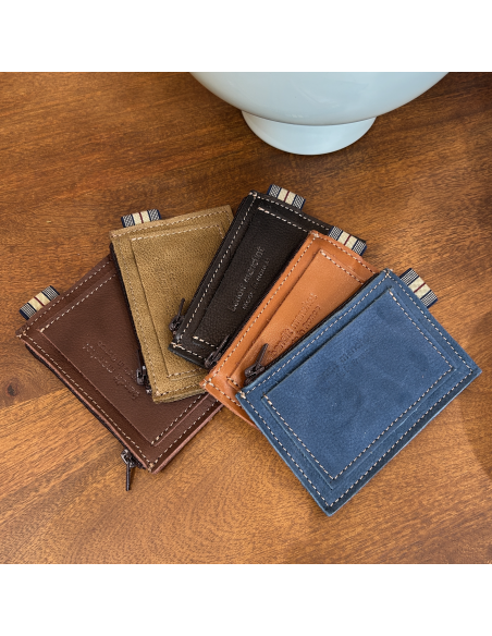 PORTE-CARTES ZIPPE EN CUIR POUR HOMME - BANDIT MANCHOT
