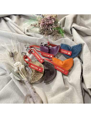 PORTE CLES BISCUIT FORTUNE EN CUIR  - BANDIT MANCHOT