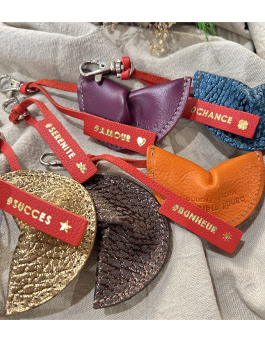 PORTE CLES BISCUIT FORTUNE EN CUIR  - BANDIT MANCHOT