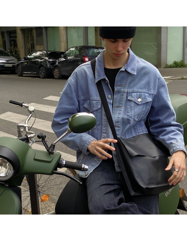 GRAND SAC EN CUIR AVEC RABAT - BANDIT MANCHOT