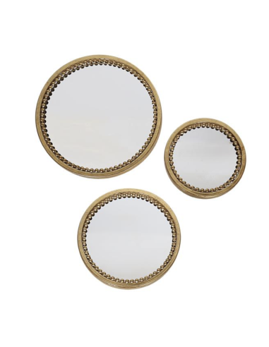 MIROIR ROND PERLES METAL - EMDE