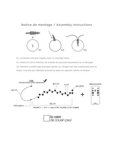 COFFRET GUIRLANDE LED AVEC TELECOMMANDE - LA CASE DE COUSIN PAUL