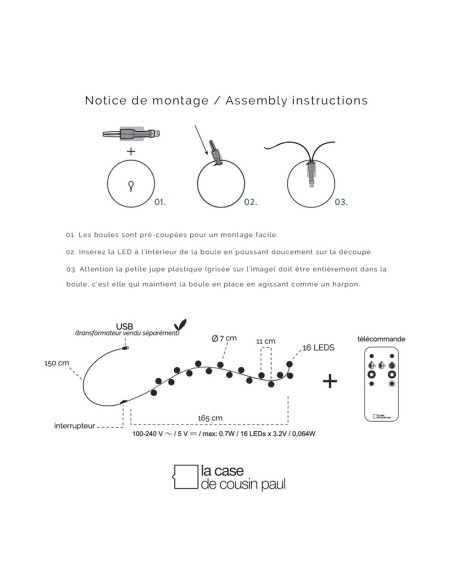COFFRET GUIRLANDE LED AVEC TELECOMMANDE - LA CASE DE COUSIN PAUL
