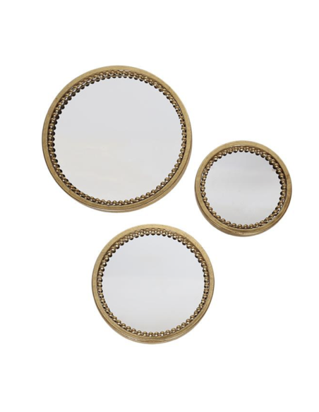 MIROIR ROND PERLES METAL - EMDE