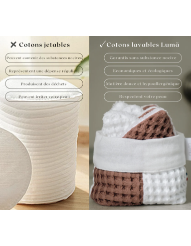 LOT DE 7 COTONS LAVABLES + PANIERE - LUMA