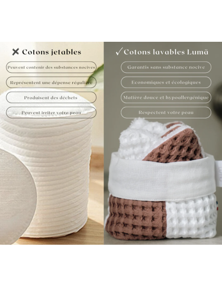 LOT DE 7 COTONS LAVABLES + PANIERE - LUMA