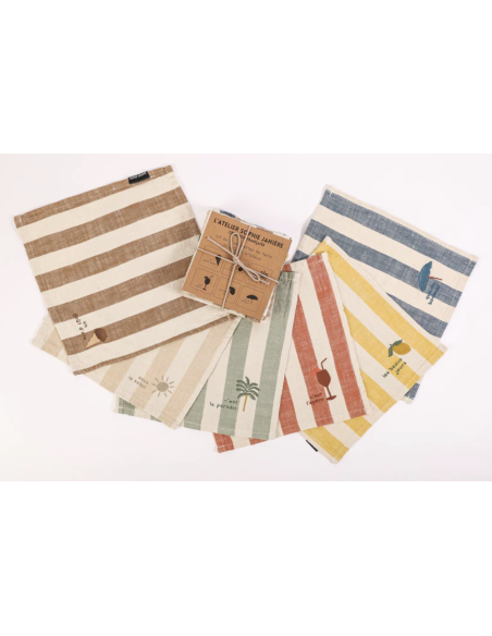 LOT DE 6 SERVIETTES DE TABLES BEAUX JOURS - SOPHIE JANIERE