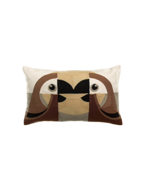 COUSSIN BRODÉ LORO NATUREL 30X50 CM - VIVARAISE
