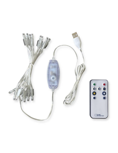 CABLE GUIRLANDE 16 LED AVEC TELECOMMANDE