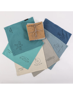 LOT DE 6 SERVIETTES DE TABLE BONHEUR IODÉ - SOPHIE JANIERE