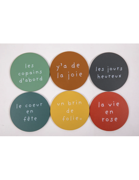 LOT DE 6 DESSOUS DE VERRES RONDS - SOPHIE JANIERE