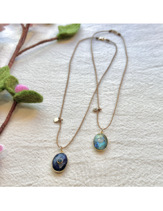 COLLIER PIERRE LAPIS ET LABRADORITE SUR FIL - LES FILLES DE COEUR