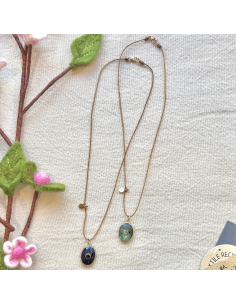 COLLIER PIERRE LAPIS ET LABRADORITE SUR FIL - LES FILLES DE COEUR 2