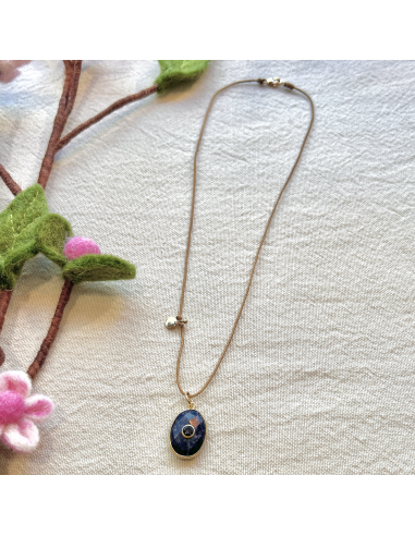 COLLIER PIERRE LAPIS ET LABRADORITE SUR FIL - LES FILLES DE COEUR