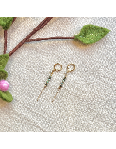 BOUCLES D'OREILLES LONGUES PIERRES ET CHAINE - LES FILLES DE COEUR