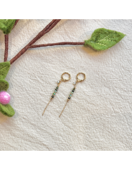 BOUCLES D'OREILLES LONGUES PIERRES ET CHAINE - LES FILLES DE COEUR