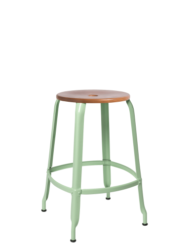 TABOURET NICOLLE BOIS METAL H60