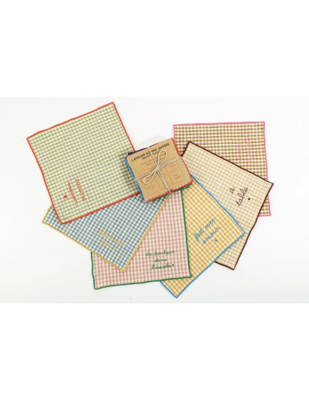 LOT DE 6 SERVIETTES DE TABLE CUISINE MAISON - SOPHIE JANIERE