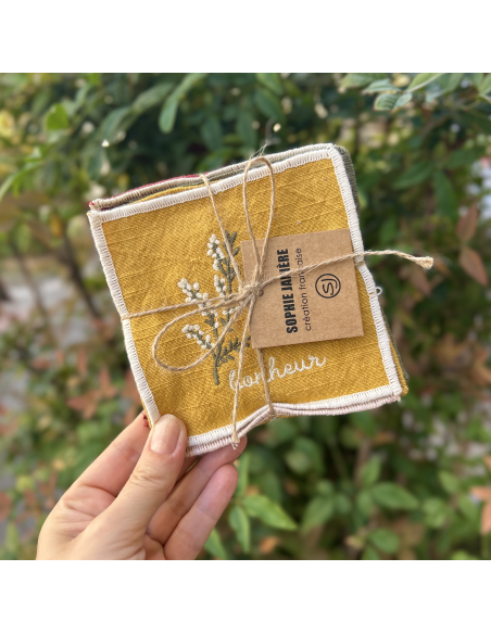 LOT DE 6 DESSOUS DE VERRES EN COTON - SOPHIE JANIERE