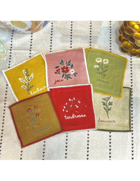LOT DE 6 DESSOUS DE VERRES EN COTON - SOPHIE JANIERE