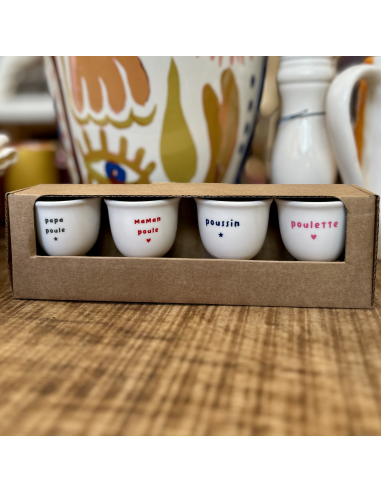 LOT DE 4 COQUETIERS EN PORCELAINE - SOPHIE JANIERE 