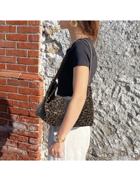 SAC BAGUETTE EN CUIR LEOPARD - BANDIT MANCHOT