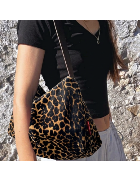 SAC BAGUETTE EN CUIR LEOPARD - BANDIT MANCHOT