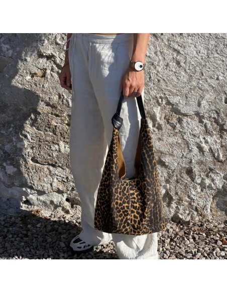 SAC BOHO EN CUIR LEOPARD - BANDIT MANCHOT