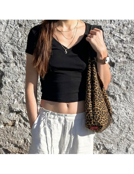 SAC BOHO EN CUIR LEOPARD - BANDIT MANCHOT