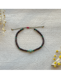 BRACELET TISSÉ PERLES AFRICAINES ET SEMI PRECIEUSES - LES FILLES DE COEUR  2