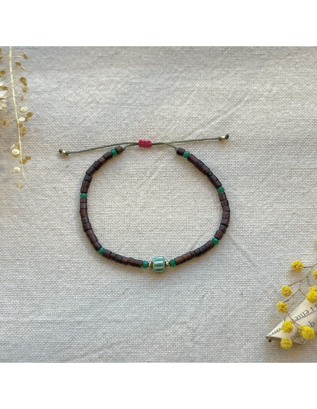 BRACELET TISSÉ PERLES AFRICAINES ET SEMI PRECIEUSES - LES FILLES DE COEUR 