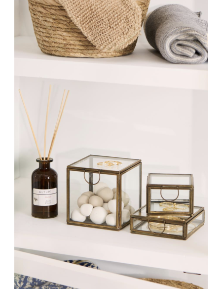 BOITE CARREE EN VERRE ET LAITON - IB LAURSEN