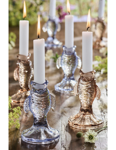 BOUGEOIR EN VERRE FORME POISSON - IB LAURSEN 