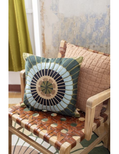 COUSSIN BRODÉ ZENO MULTICO  45X45CM - VIVARAISE
