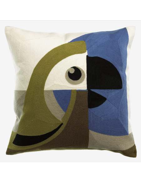 COUSSIN BRODÉ LORO CÈDRE 45X45CM - VIVARAISE