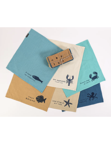 LOT DE 6 SERVIETTES DE TABLE TOUT BAIGNE - SOPHIE JANIERE