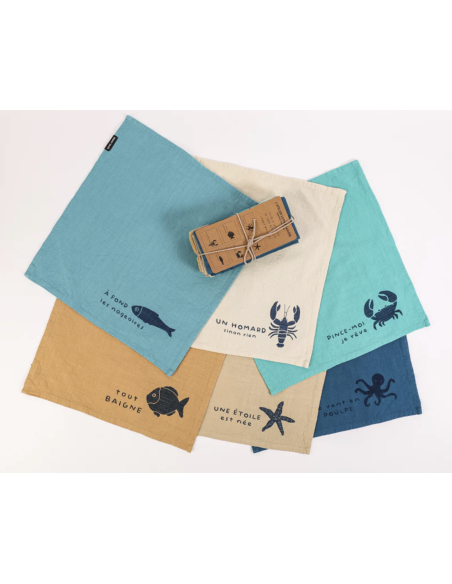 LOT DE 6 SERVIETTES DE TABLE TOUT BAIGNE - SOPHIE JANIERE