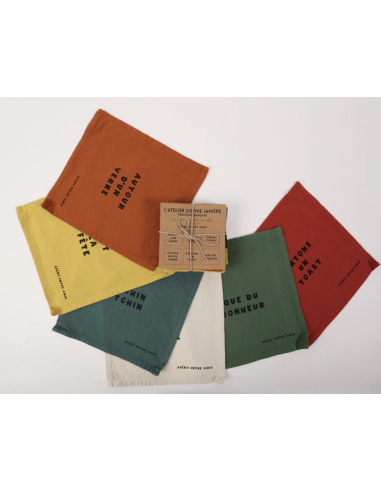 LOT DE 6 SERVIETTES DE TABLE APERO ENTRE AMIS - SOPHIE JANIERE