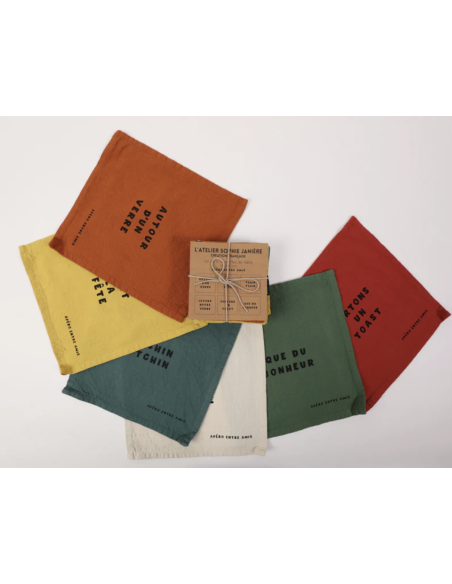 LOT DE 6 SERVIETTES DE TABLE APERO ENTRE AMIS - SOPHIE JANIERE