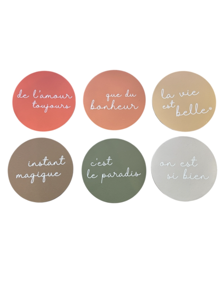 LOT DE 6 DESSOUS DE VERRES RONDS - SOPHIE JANIERE