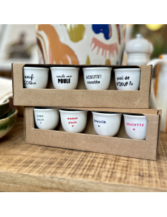 LOT DE 4 COQUETIERS EN PORCELAINE - SOPHIE JANIERE 