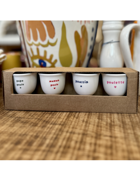 LOT DE 4 COQUETIERS EN PORCELAINE - SOPHIE JANIERE 