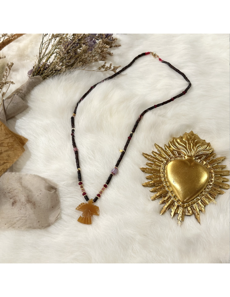 COLLIER COQUILLAGE PENDENTIF AIGLE- LES FILLES DE COEUR 