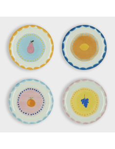 LOT DE 4 ASSIETTES FRUITS FIESTA - AND NOOK