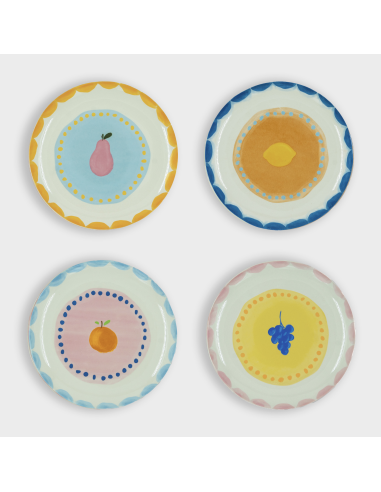 LOT DE 4 ASSIETTES FRUITS FIESTA - AND NOOK