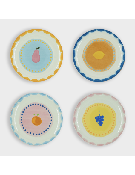LOT DE 4 ASSIETTES FRUITS FIESTA - AND NOOK